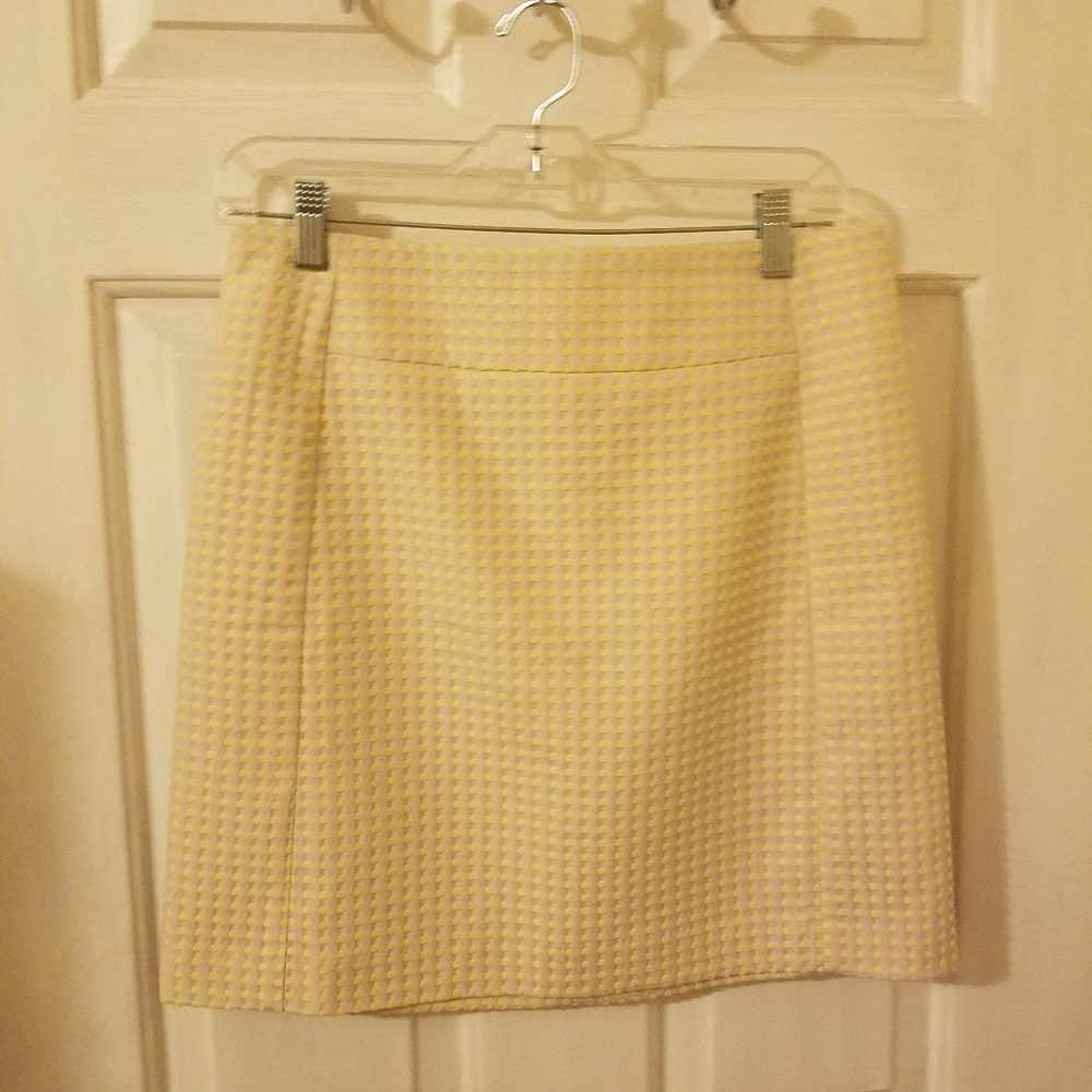 Loft tweed yellow poka dot pencil skirt